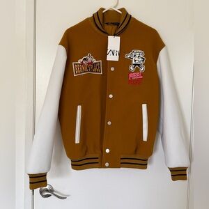 Mustard & White Varsity/ Bomber Jacket